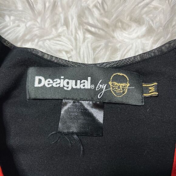 Desigual by Lacroix Dress Floral Print Sheer Sleeveless Size Medium Black Stretc - Picture 4 of 11